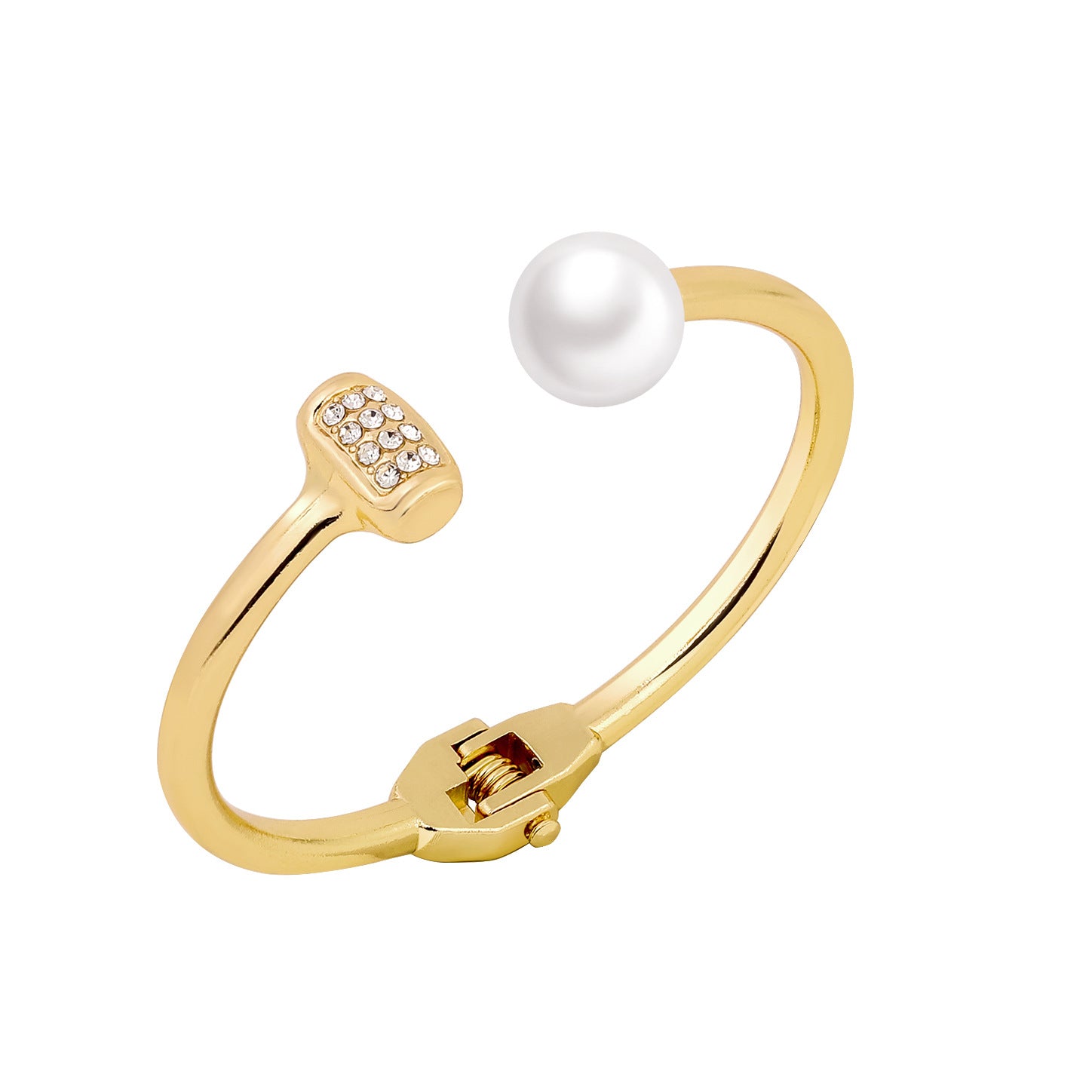Pearl & Alloy Statement Bracelet | Retro Minimal | Luvia