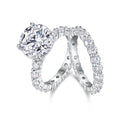 925 Sterling Silver Bridal Ring Set for Women – Solitaire Engagement Ring &amp; Eternity Band | Luxury Wedding Jewelry