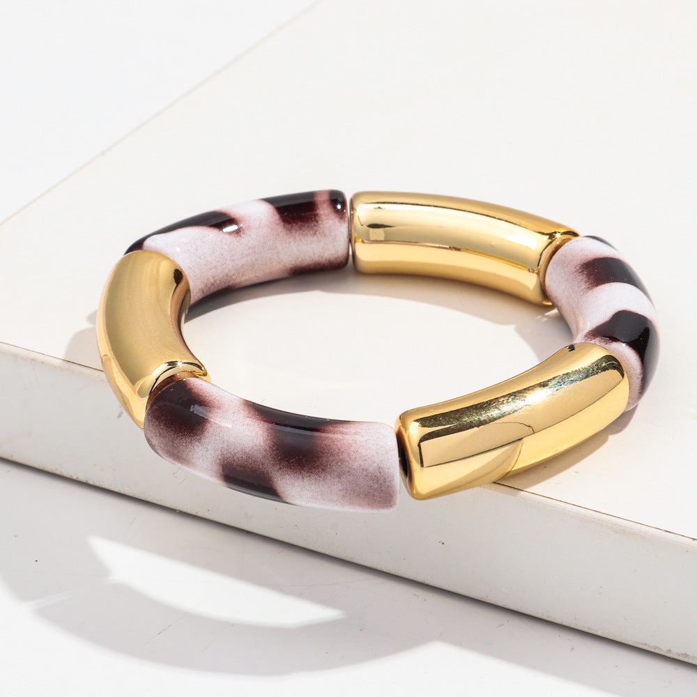 Gold & Animal Print Resin Bangle Bracelet – Stacked Luxury