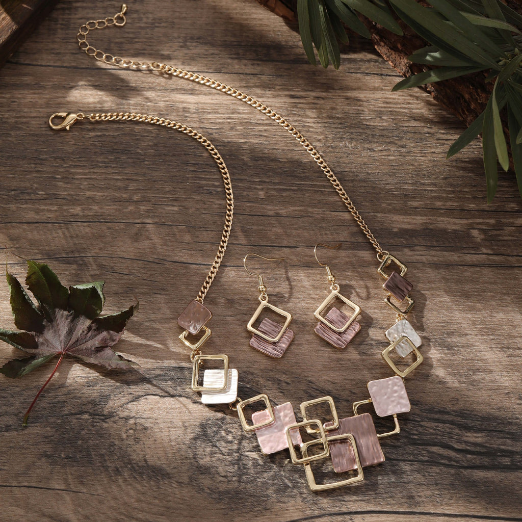 Geometric Enamel Jewelry Set | Colorful Statement