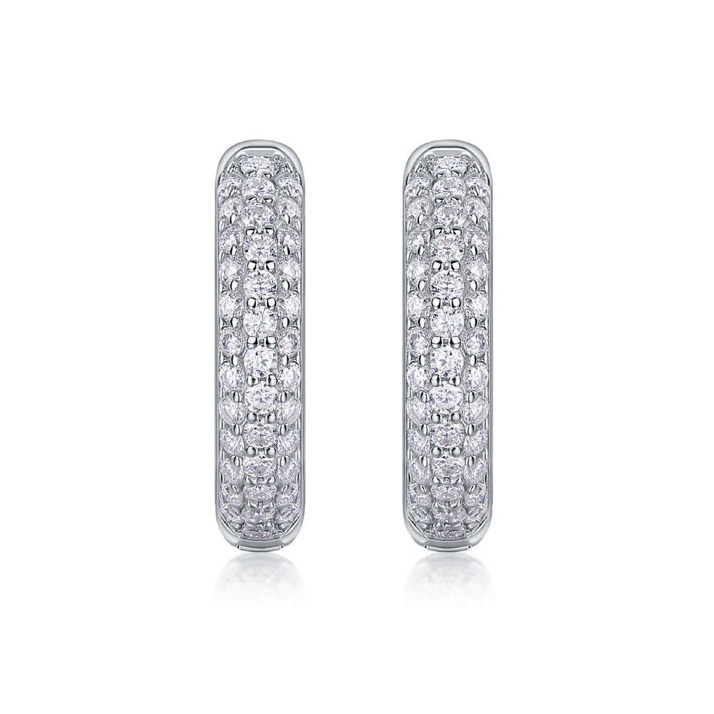 925 Sterling Silver Pave Hoop Earrings for Women – Sparkling CZ Huggie Hoops | Luxury Minimal Jewelry
