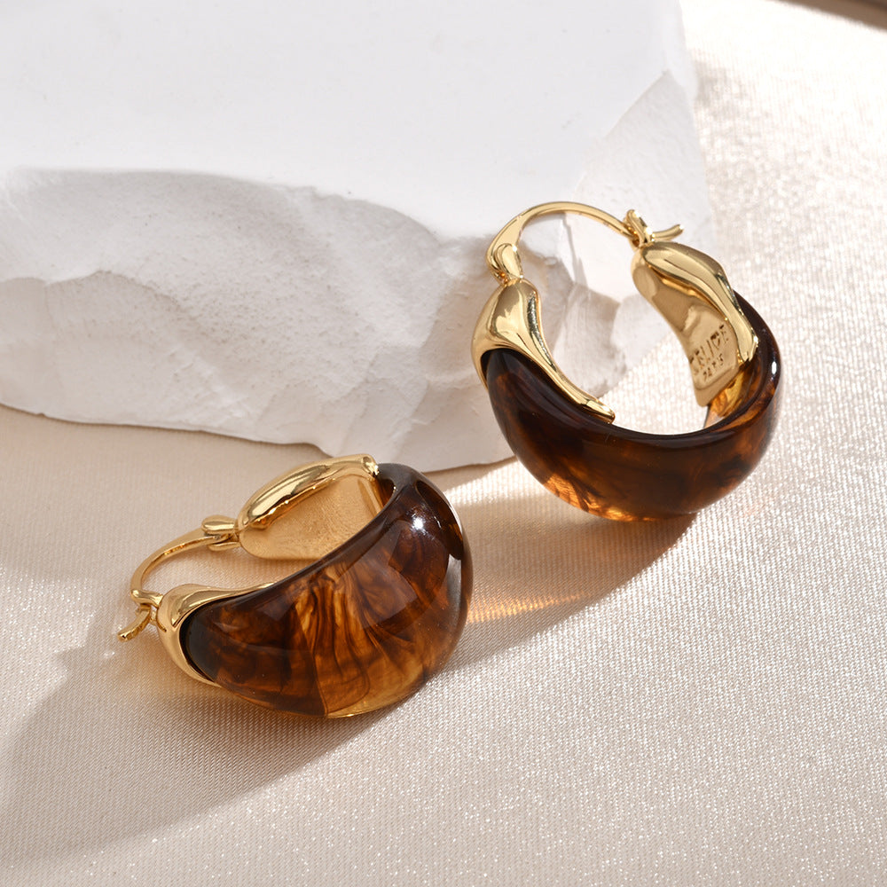 Mocha Minimalist | Resin Hoop Earrings