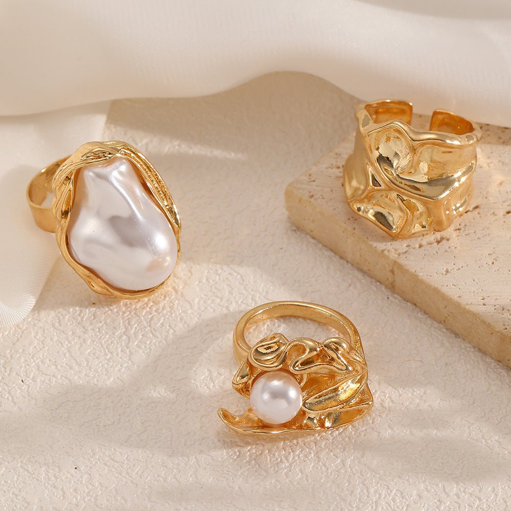 Pearl Open Ring | Statement Design Ring Set