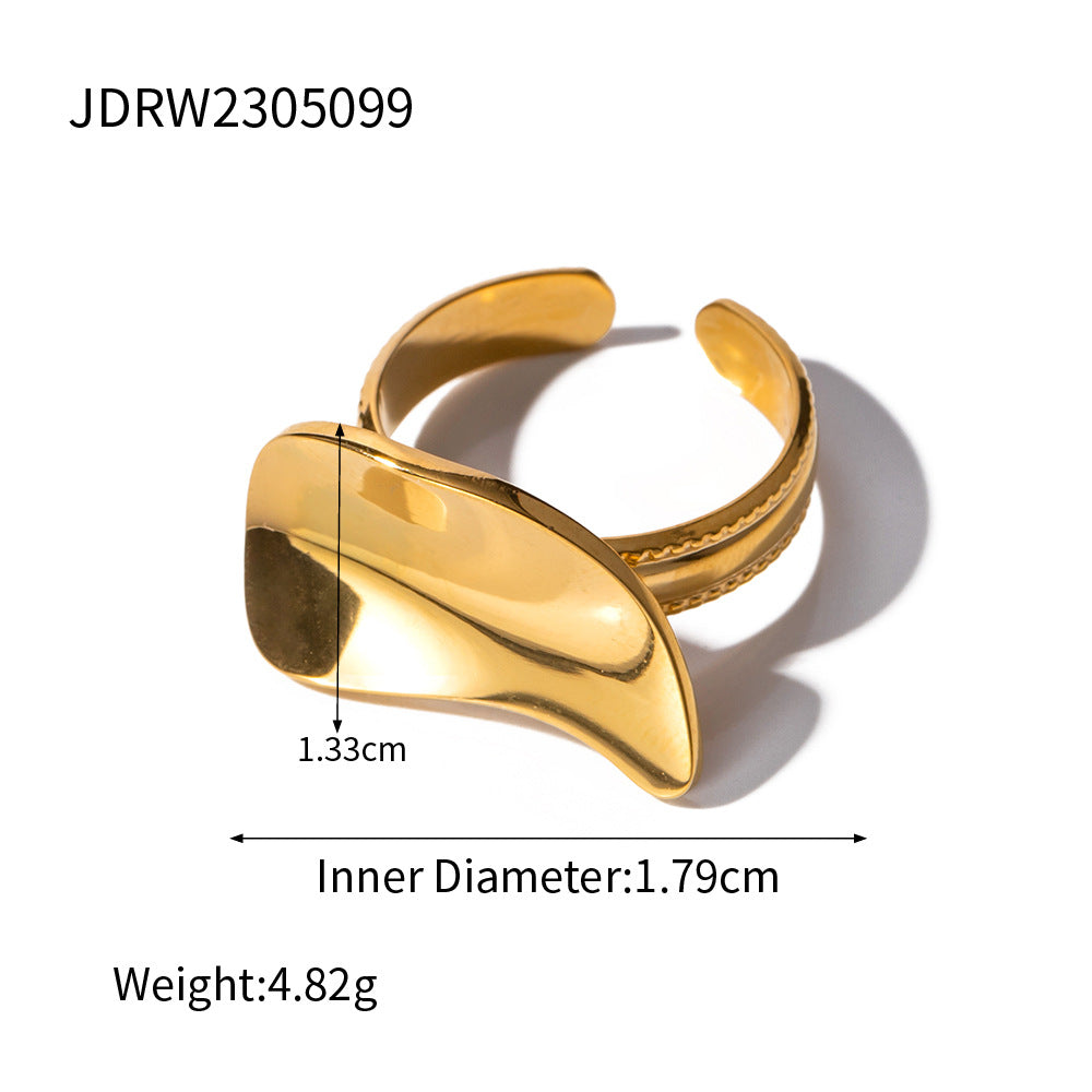 18K Gold Stainless Steel Ring | Smooth Statement Design