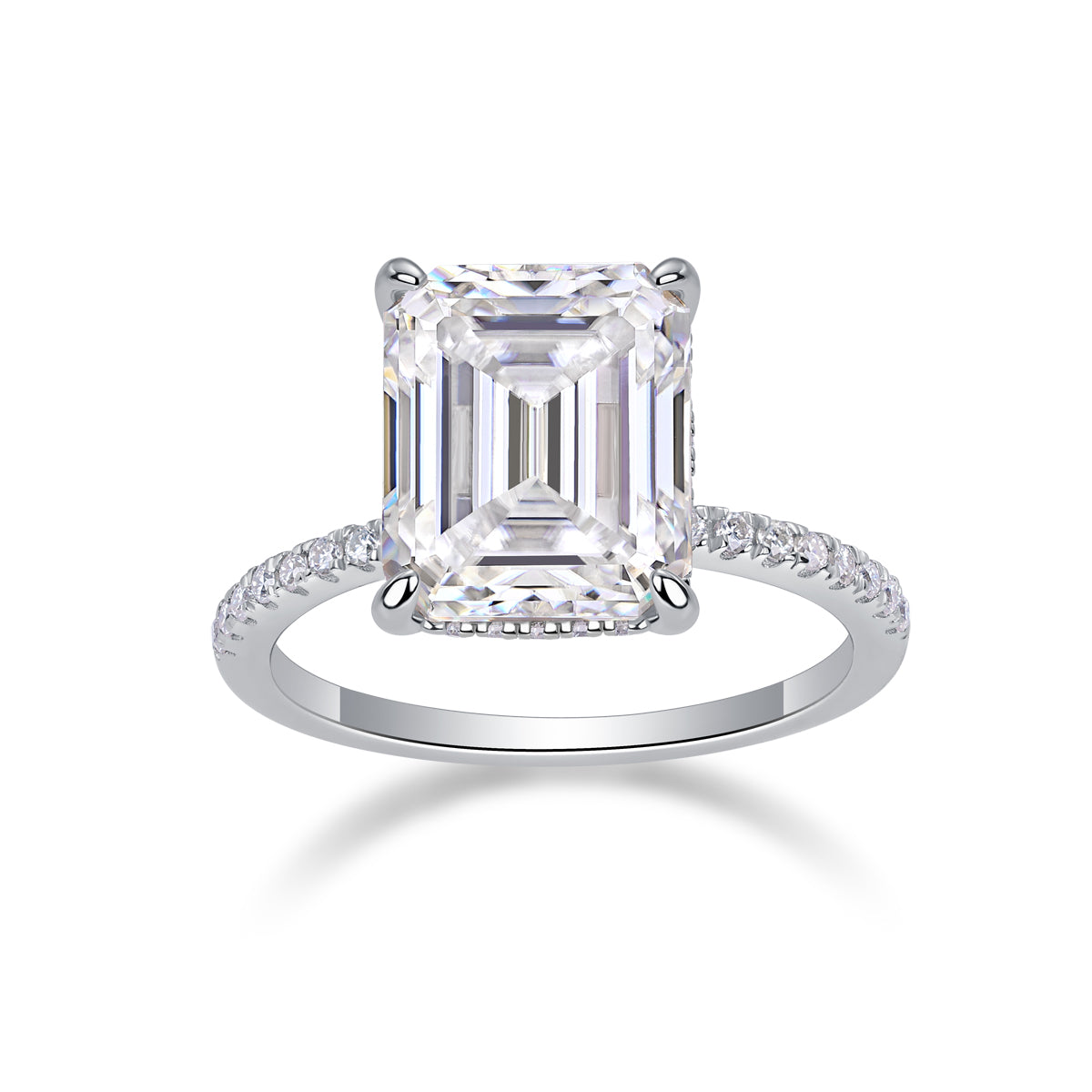925 Sterling Silver Emerald Cut Engagement Ring for Women – Large Statement Diamond Look Ring | Luxury Bridal Jewelry