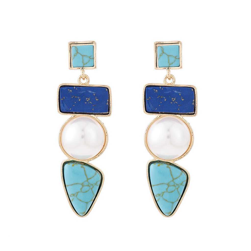 Pearl & Turquoise Gold-Tone Earrings Set | Elegant Statement | Luvia