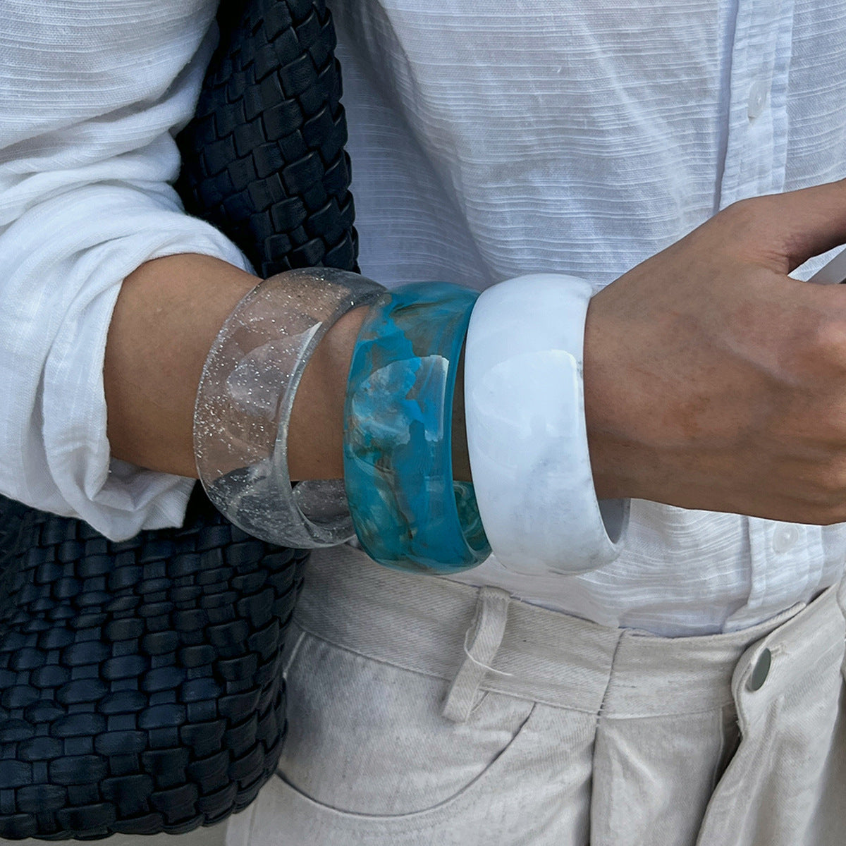 Chunky Resin Bangles – Bold Minimal Aesthetic Bracelet Stack for Women