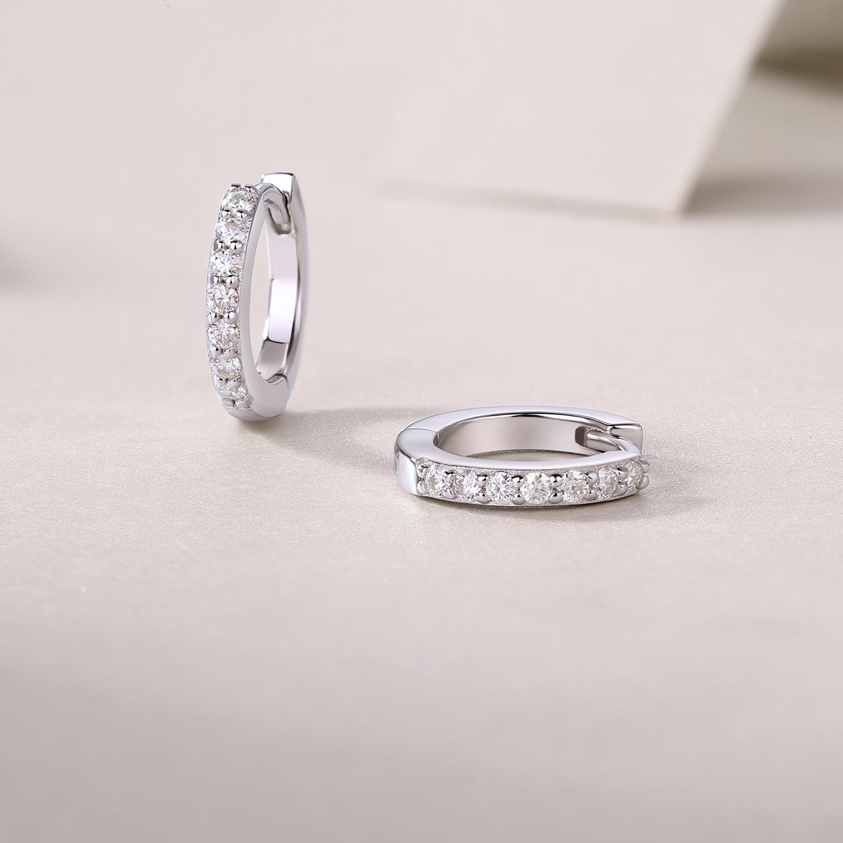 925 Sterling Silver Pave Hoop Earrings for Women – Minimalist Huggie Hoops | Elegant Everyday Jewelry