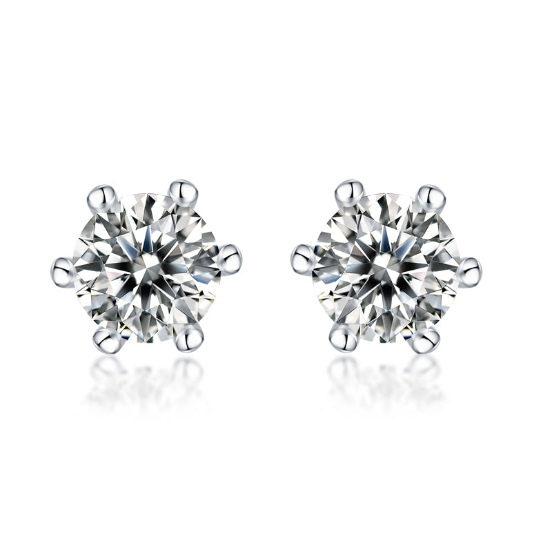 Classic Six-Prong Moissanite Stud Earrings | S925 Silver