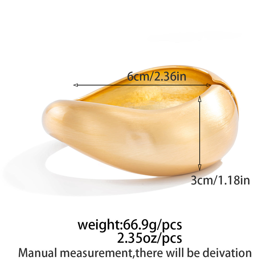 Minimal Spring Cuff Bracelet for Women – Textured Gold Adjustable Bangle