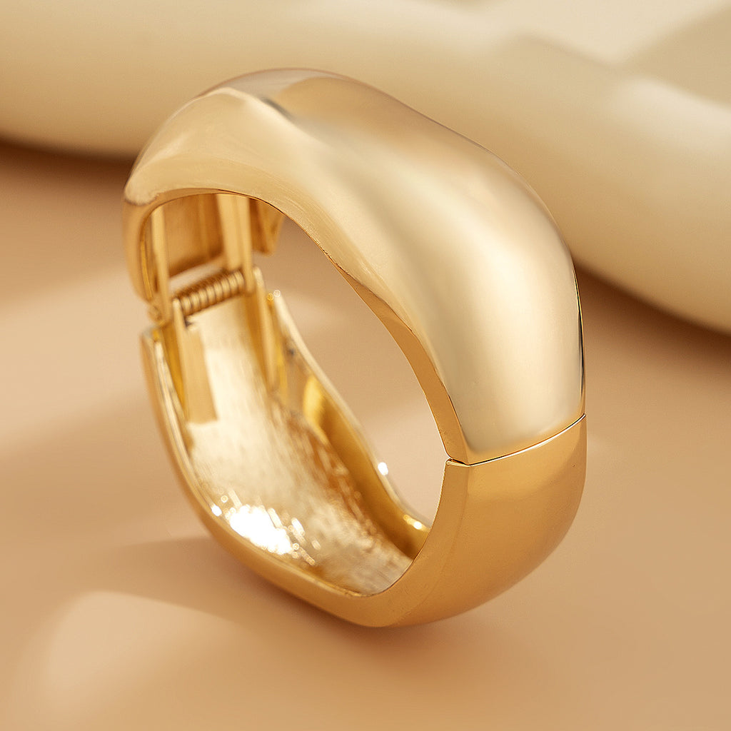Wide Geometric Cuff Bracelet | Glossy Statement | Luvia