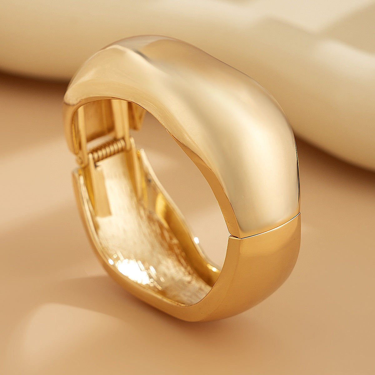 Wide Geometric Cuff Bracelet | Glossy Statement | Luvia
