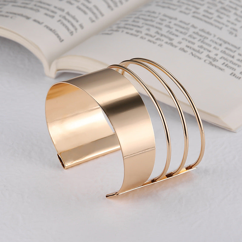 Hollow Metal Cuff Bracelet | Minimal Statement | Luvia