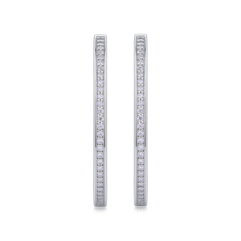 925 Sterling Silver Large Hoop Earrings for Women – Pave Diamond Look Hoops | Elegant Statement Jewelry