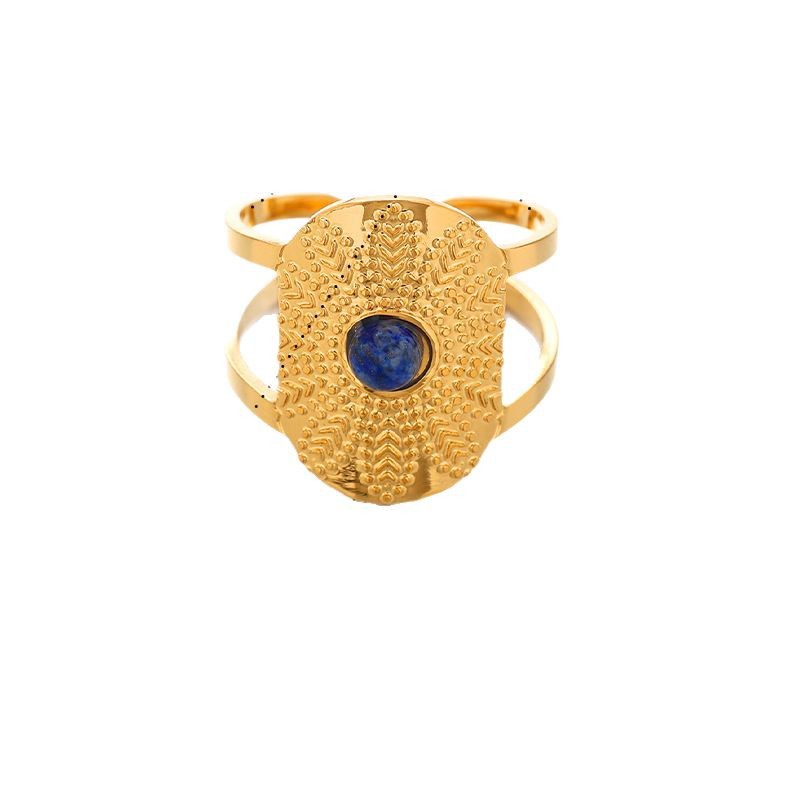 Luxury Gold Statement Rings Set – Lapis Lazuli & Mother of Pearl Jewelry | Luvia