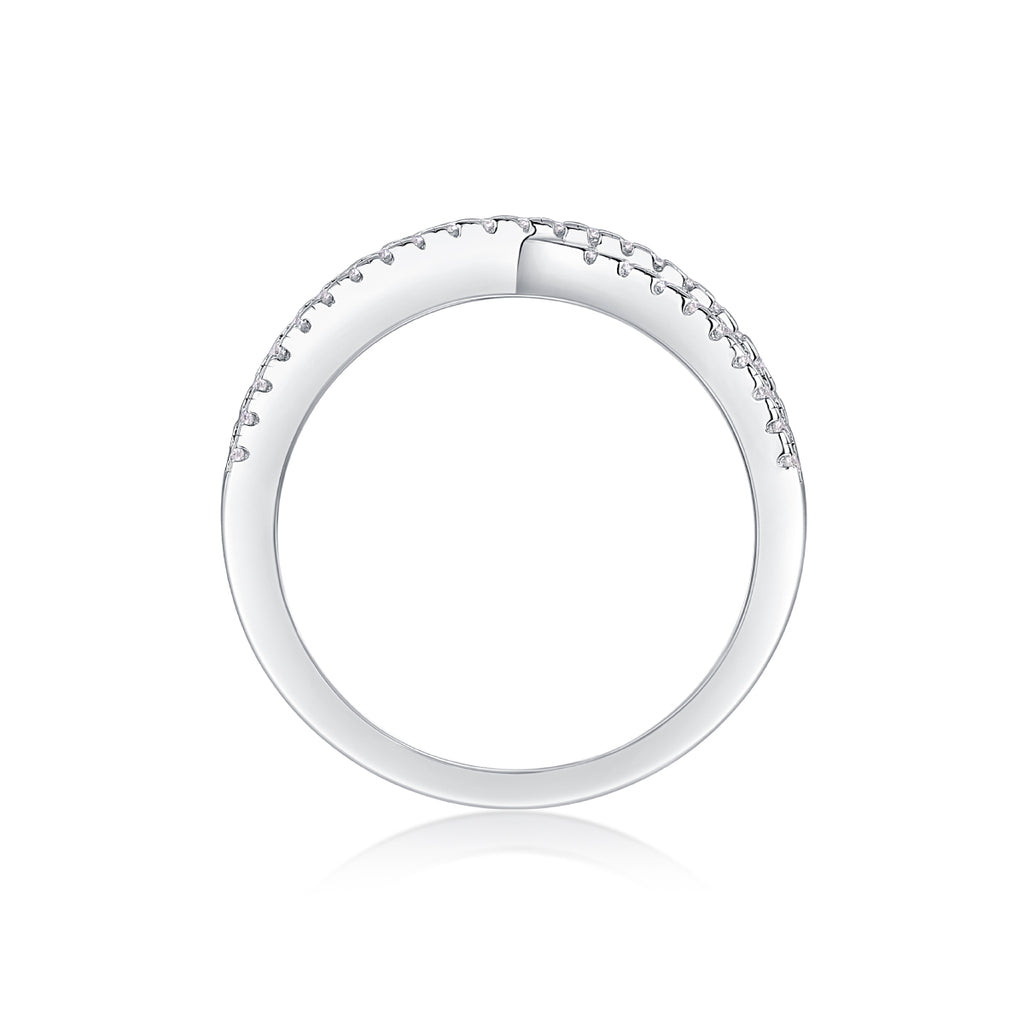 925 Sterling Silver Crossover Ring for Women – Minimalist Diamond Look Elegant Band | Luxury Everyday Jewelry