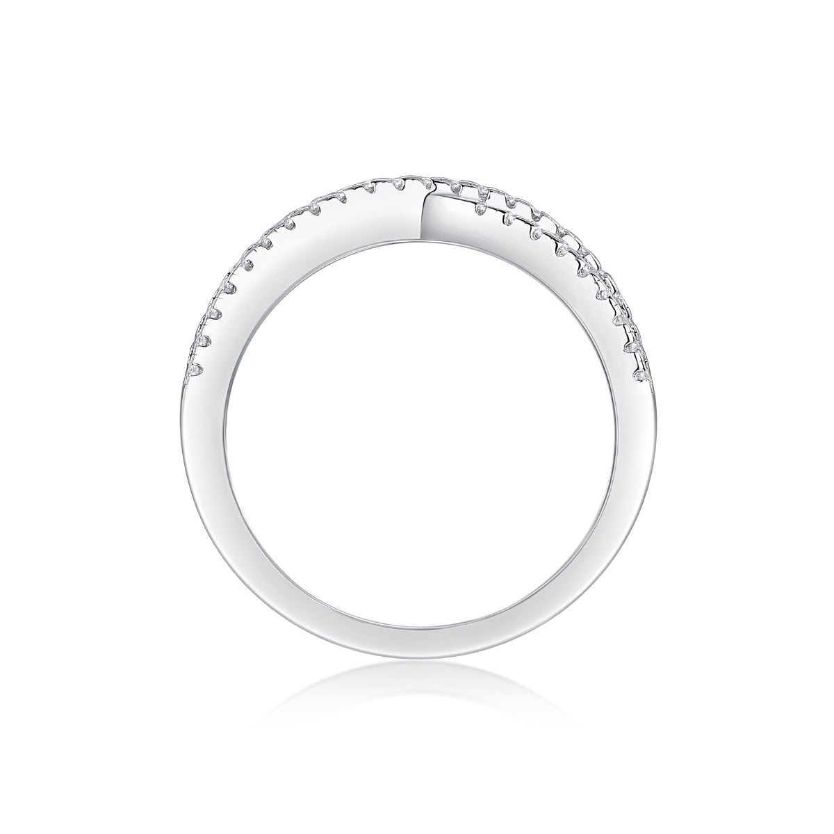 925 Sterling Silver Crossover Ring for Women – Minimalist Diamond Look Elegant Band | Luxury Everyday Jewelry
