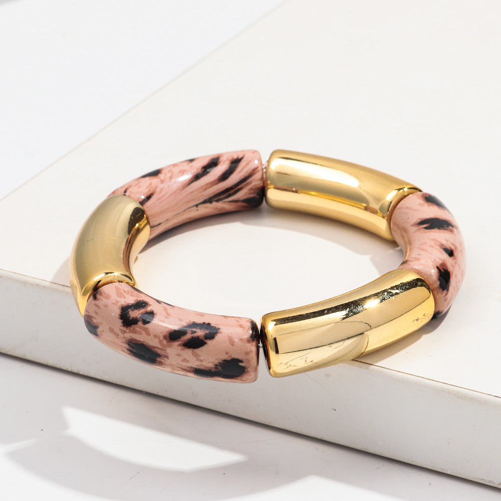 Gold & Animal Print Resin Bangle Bracelet – Stacked Luxury