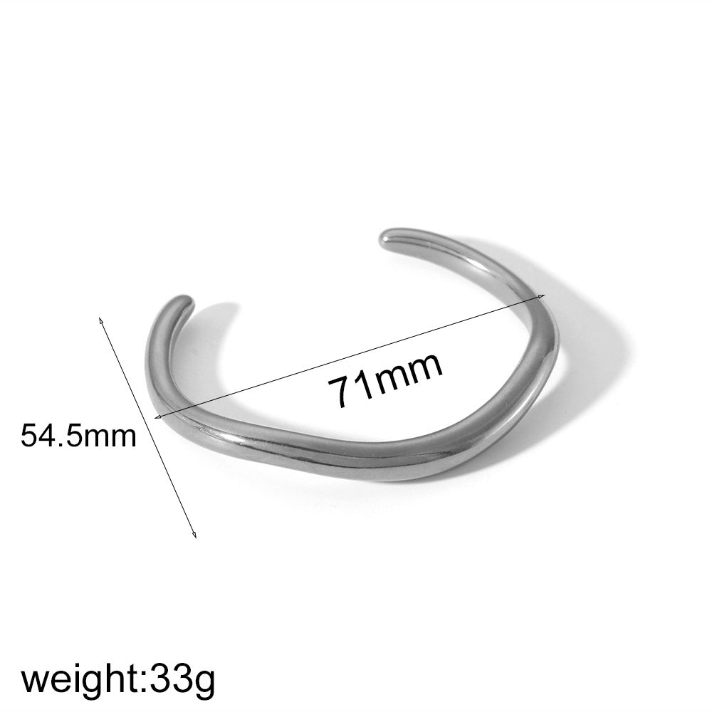 Minimalist Wave Cuff Bracelet – Gold & Silver Open Bangle Set for Women