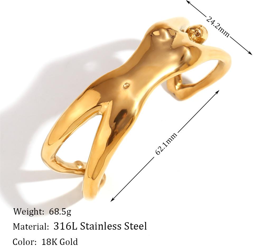 Sculptural Cuff Bracelet | Gold-Tone Statement | Luvia