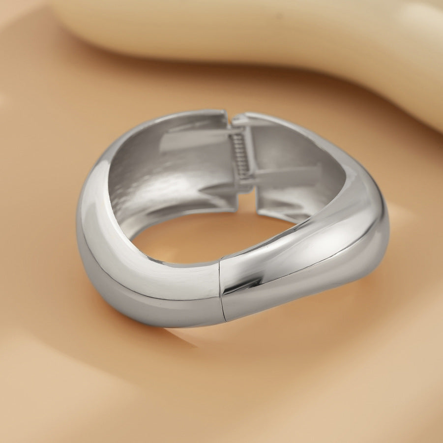 Wide Geometric Cuff Bracelet | Glossy Statement | Luvia