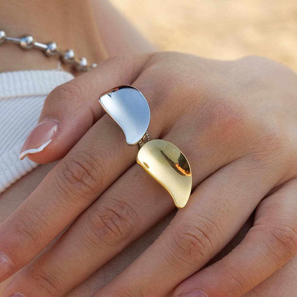 18K Gold Stainless Steel Ring | Smooth Statement Design