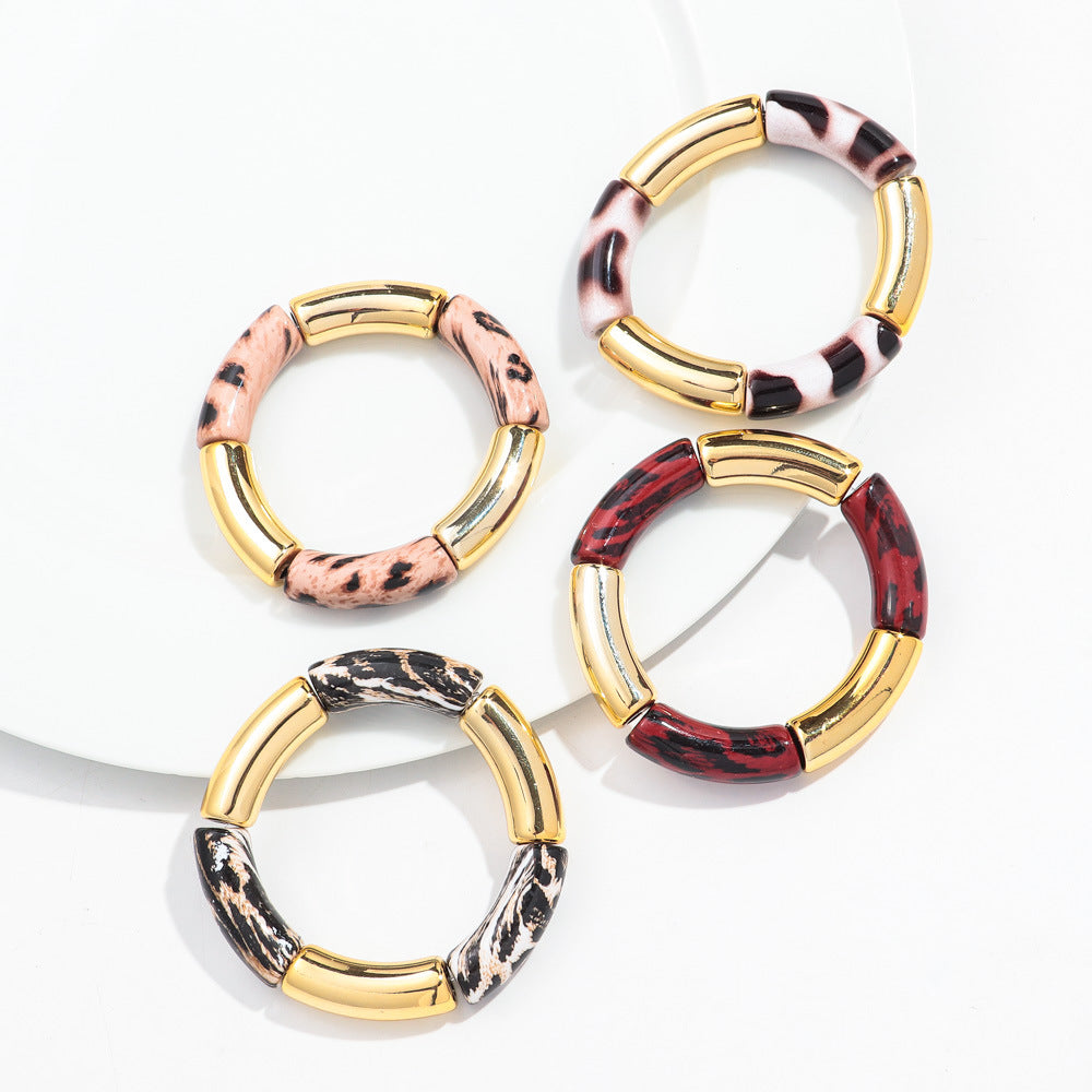 Gold & Animal Print Resin Bangle Bracelet – Stacked Luxury