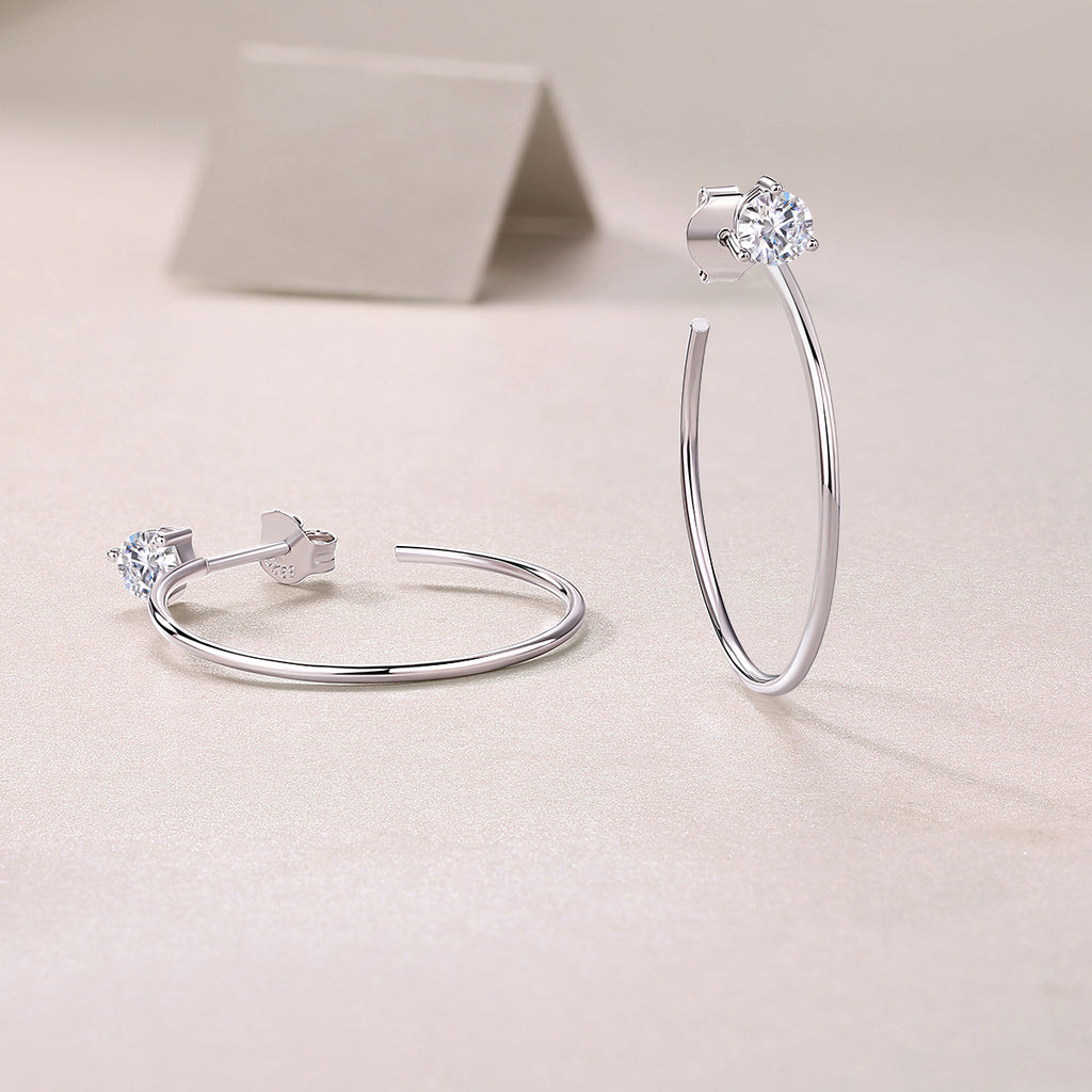 Moissanite Stud Earrings | Luxury Diamond Silver