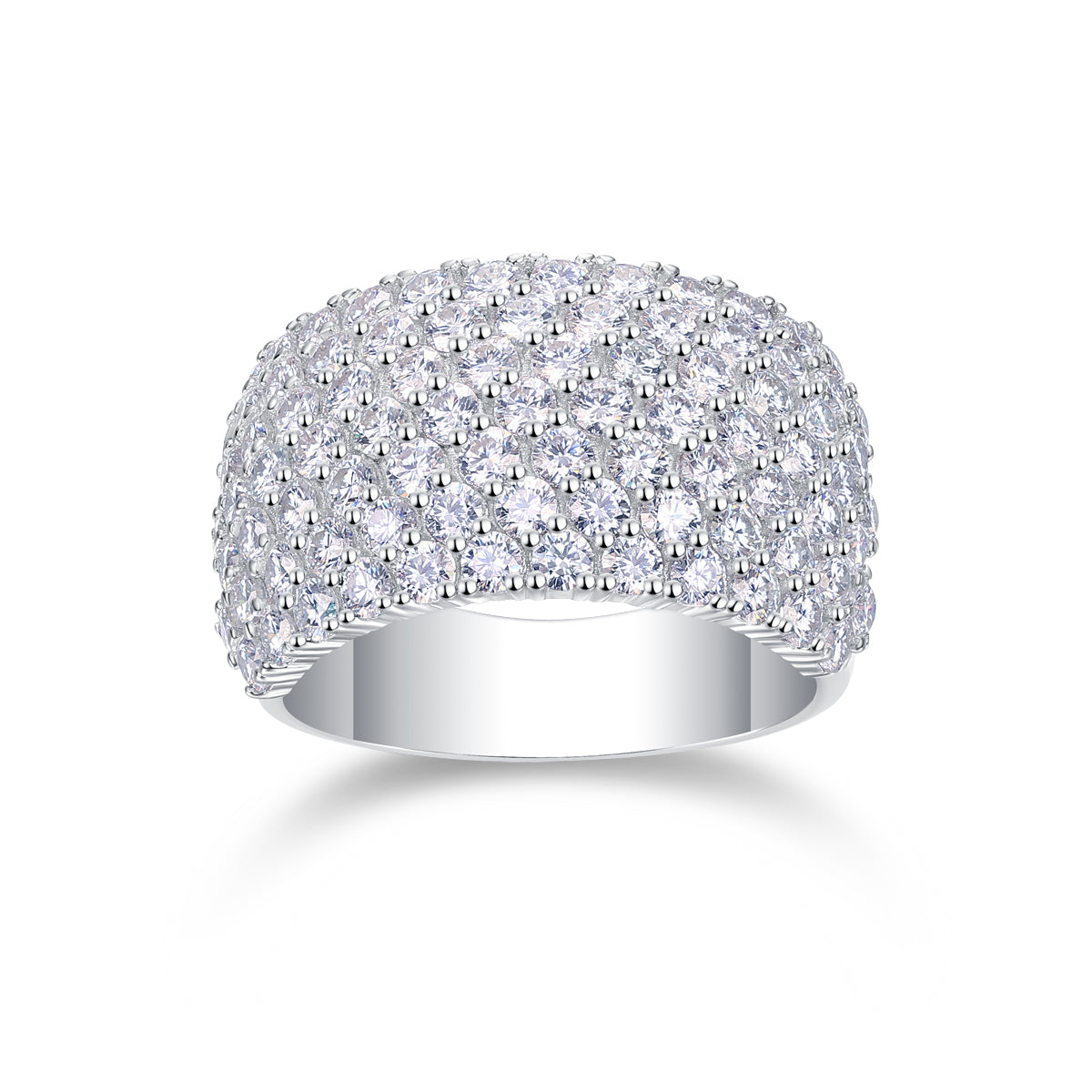 25 Sterling Silver Pavé Dome Ring for Women – Wide Band Sparkle Design | Luxury Statement Ring