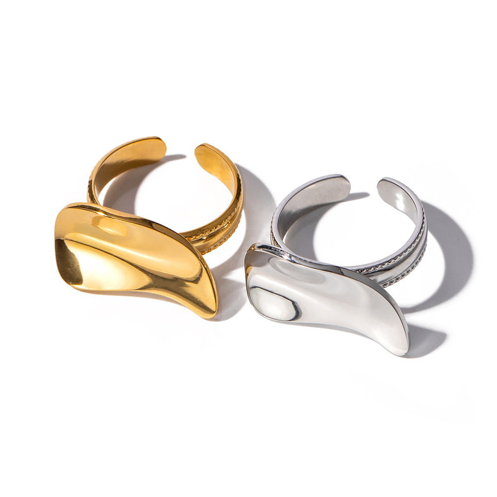 18K Gold Stainless Steel Ring | Smooth Statement Design