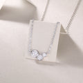 925 Sterling Silver Three Stone Necklace for Women – Minimalist CZ Pendant Chain