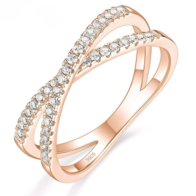 S925 Double Row Zircon Ring | Sterling Silver Elegance