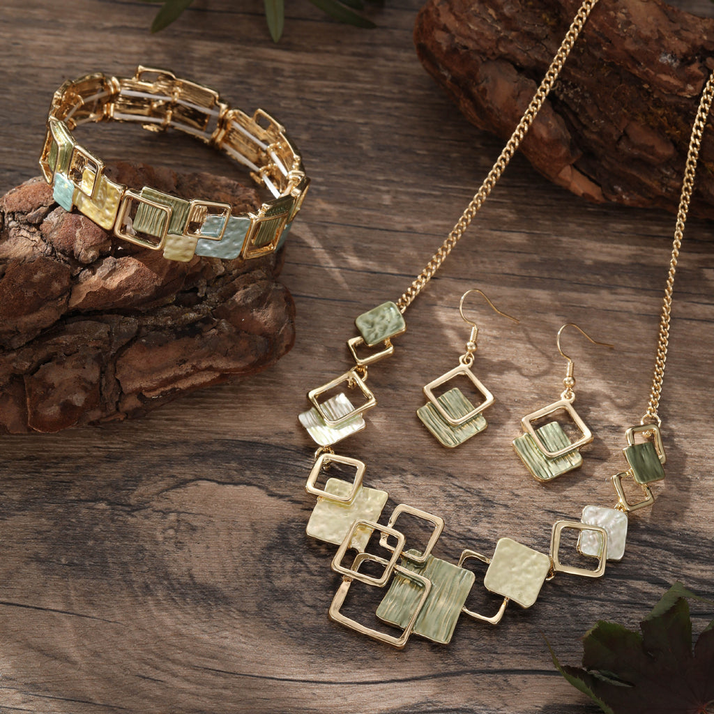 Geometric Enamel Jewelry Set | Colorful Statement