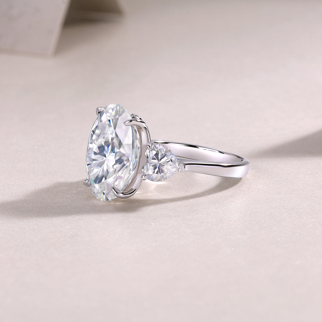 Oval Moissanite Ring – 925 Sterling Silver | Platinum Plated | Sizes 5-9