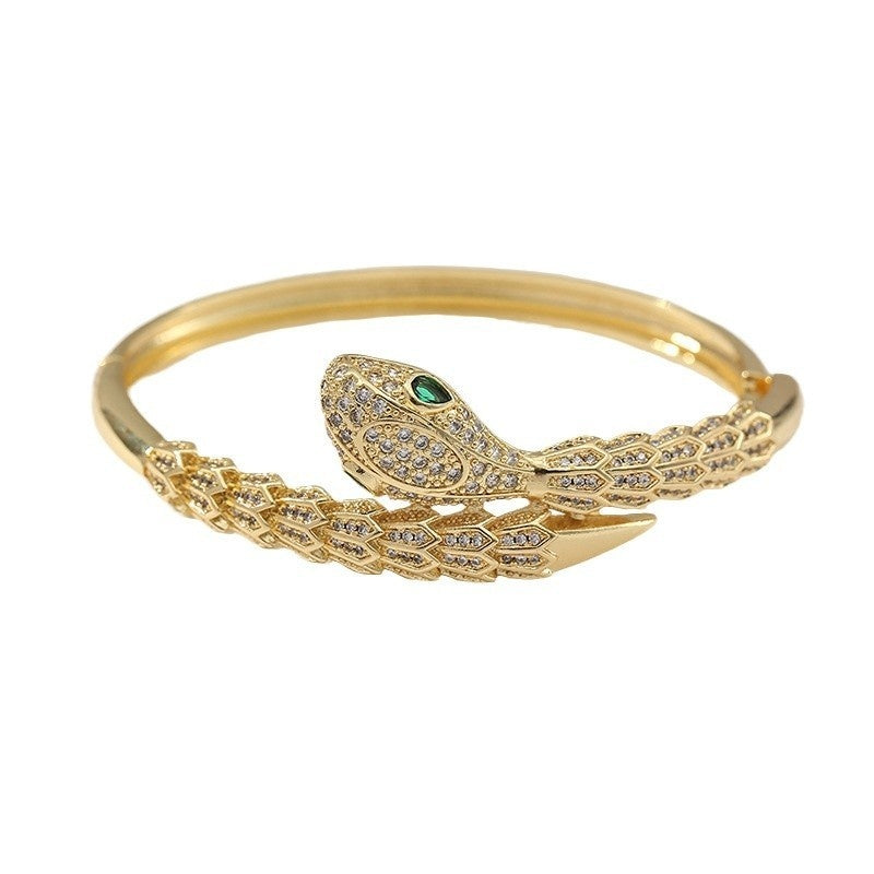 Snake-Style Zircon Bracelet | Bold Elegance
