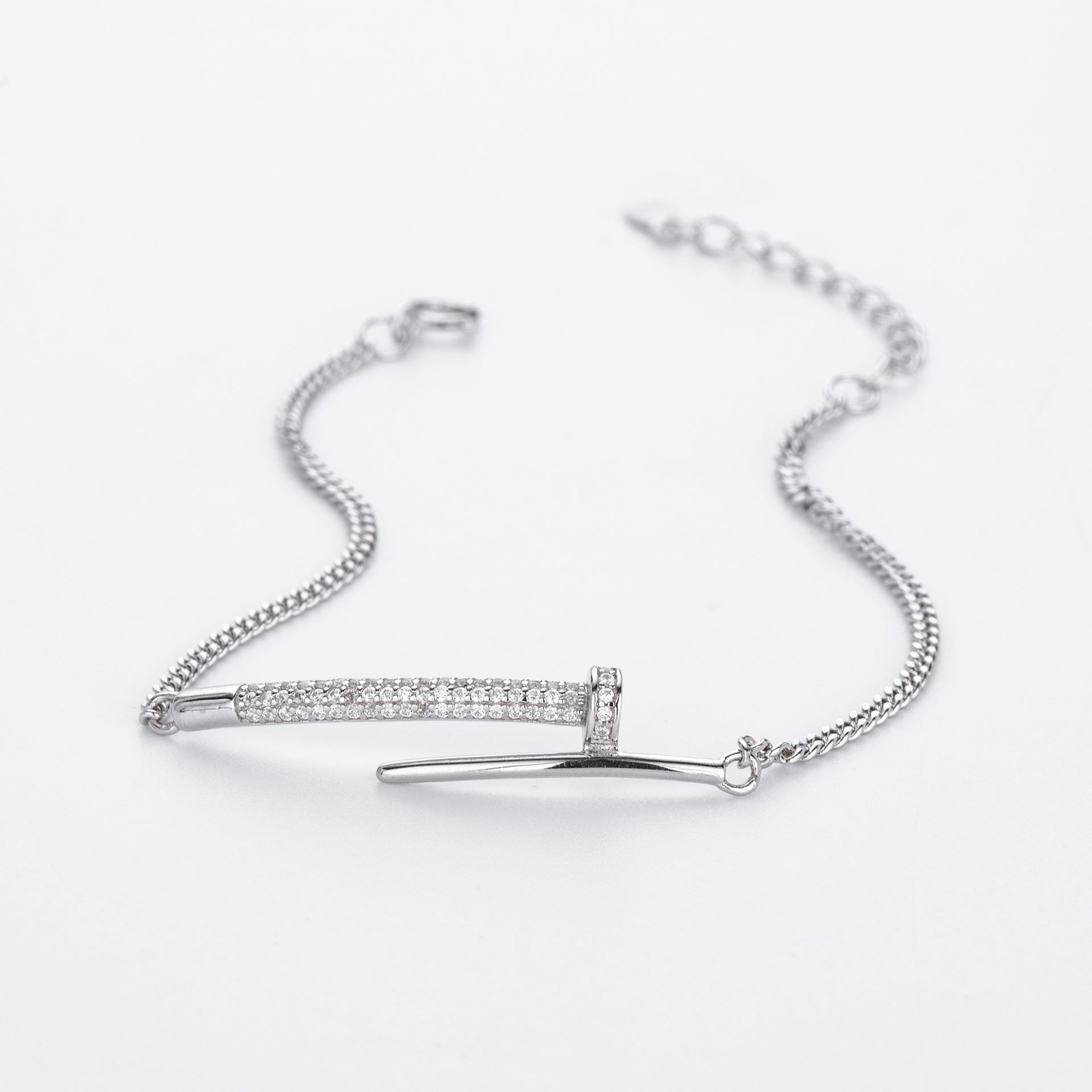 Zircon Rivet Silver Bracelet