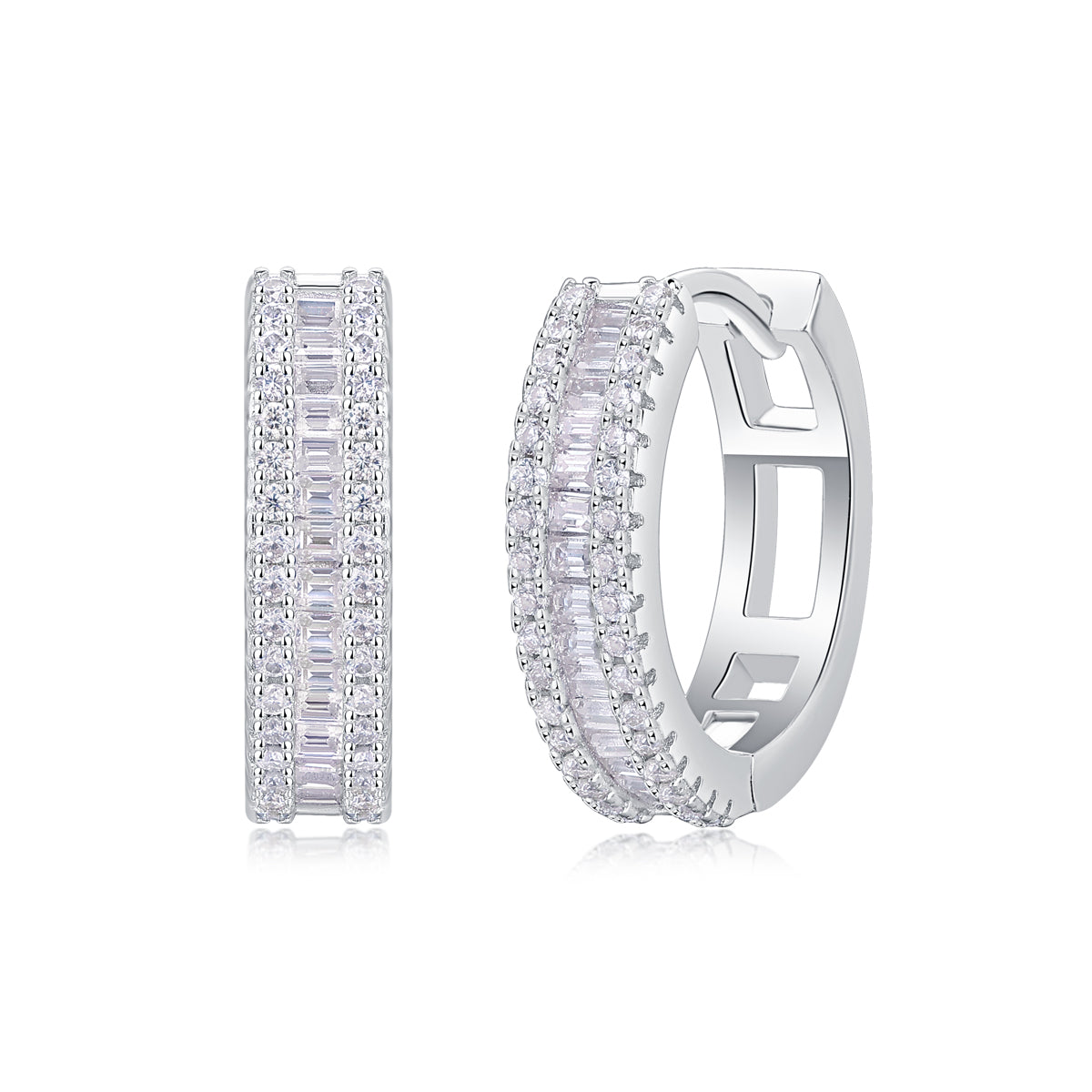 Diamond Hoop Earrings for Women | Luxury Silver Huggie Earrings
