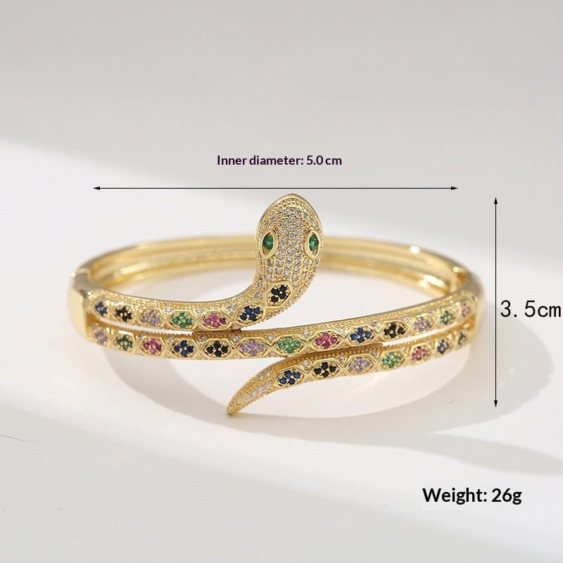 Snake-Style Zircon Bracelet | Bold Elegance