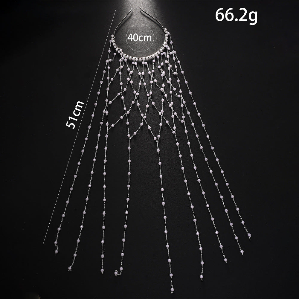 Luxury Pearl Chain Headpiece for Women – Statement Hair Jewelry | Elegant Bridal