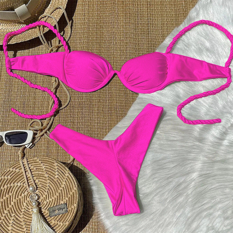 Woven Strap Seaside Swimwear Women