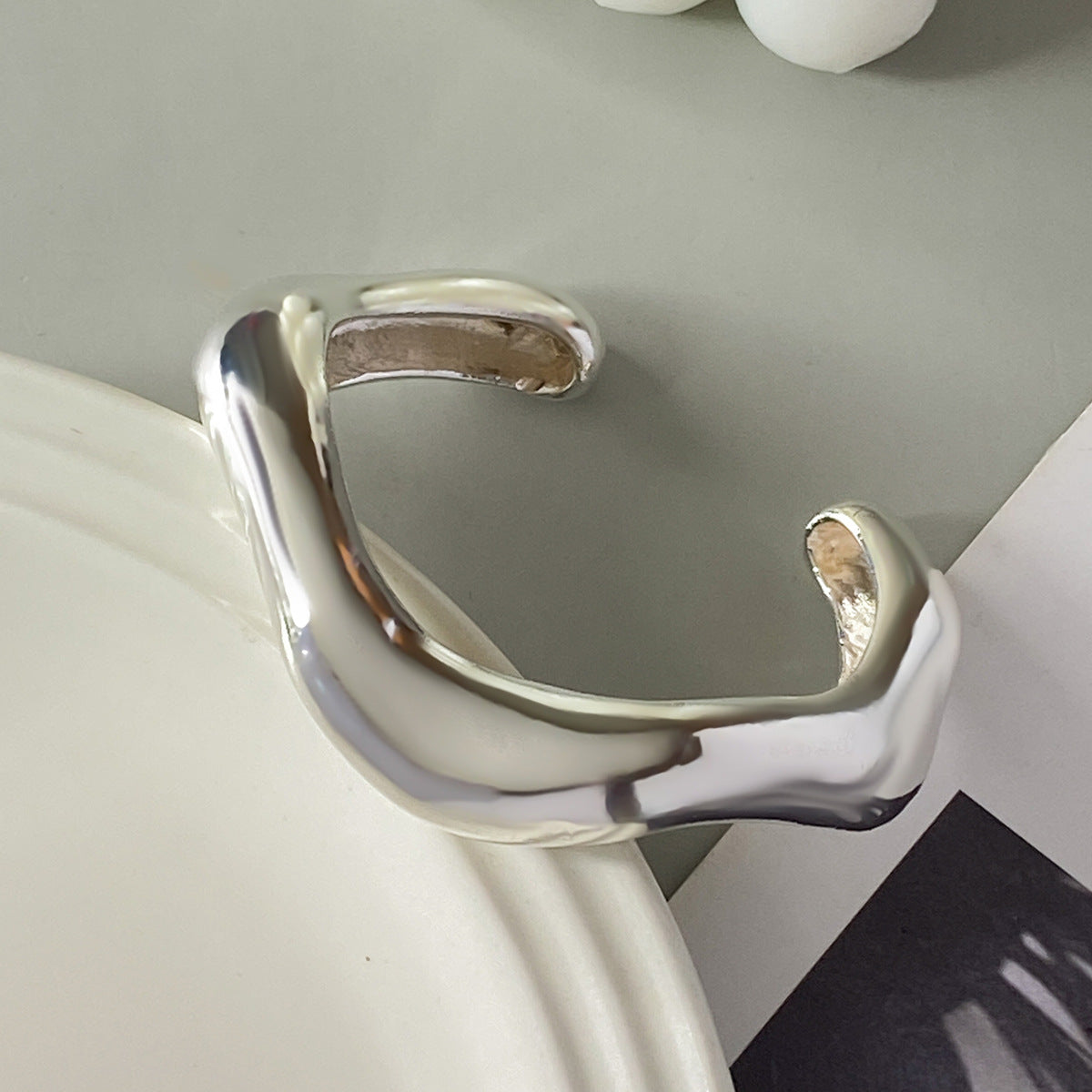 Wide Geometric Cuff Bracelet | Glossy Statement | Luvia