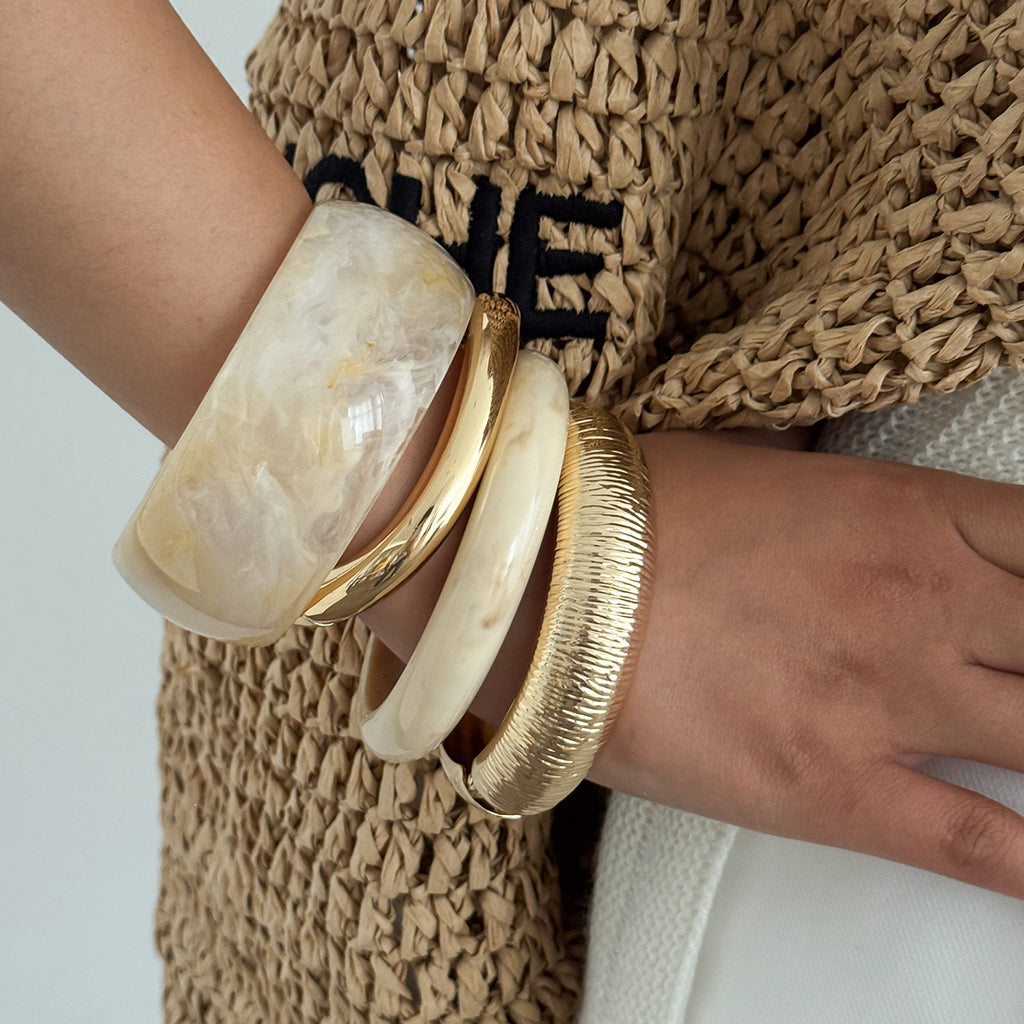 Elegant Gold & Marble Bangle Set – Timeless Chic Style