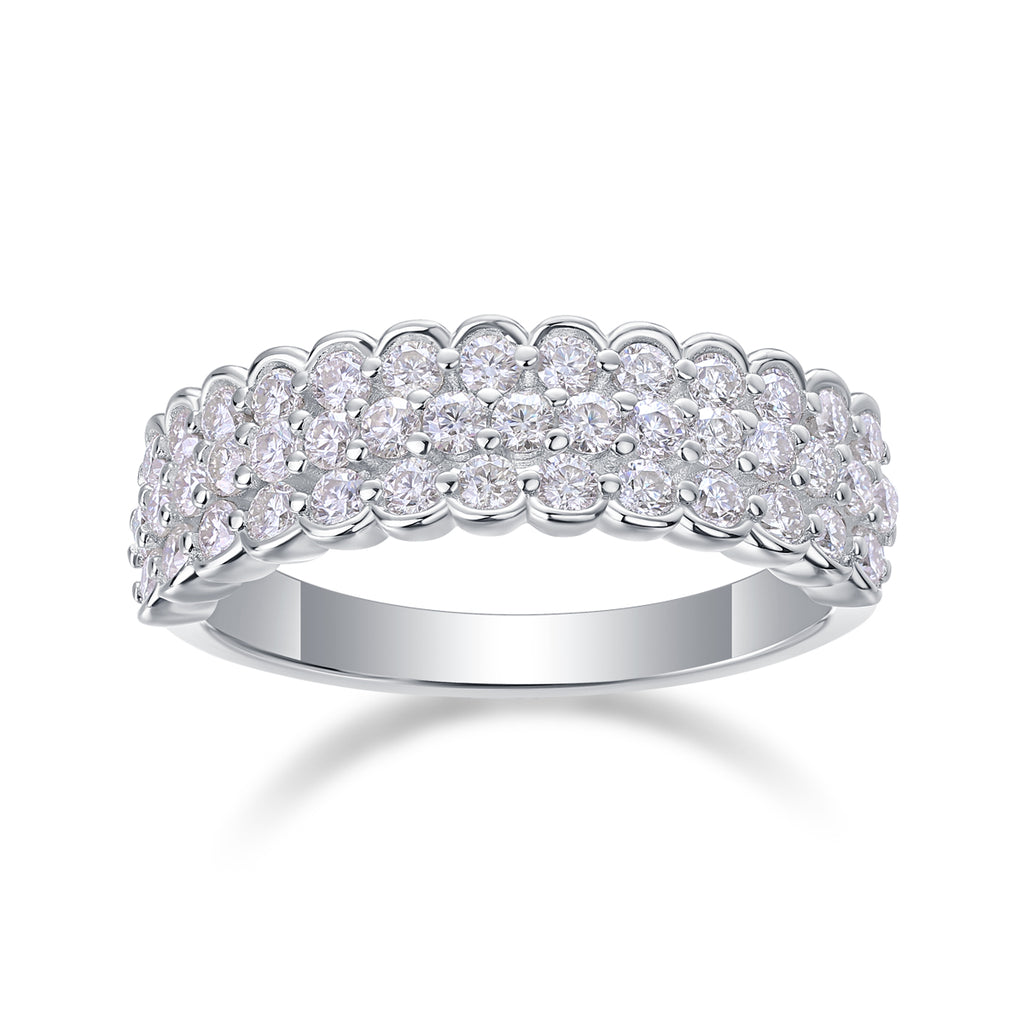 Cascade Moissanite Ring | Multi-Row S925 Sterling Silver