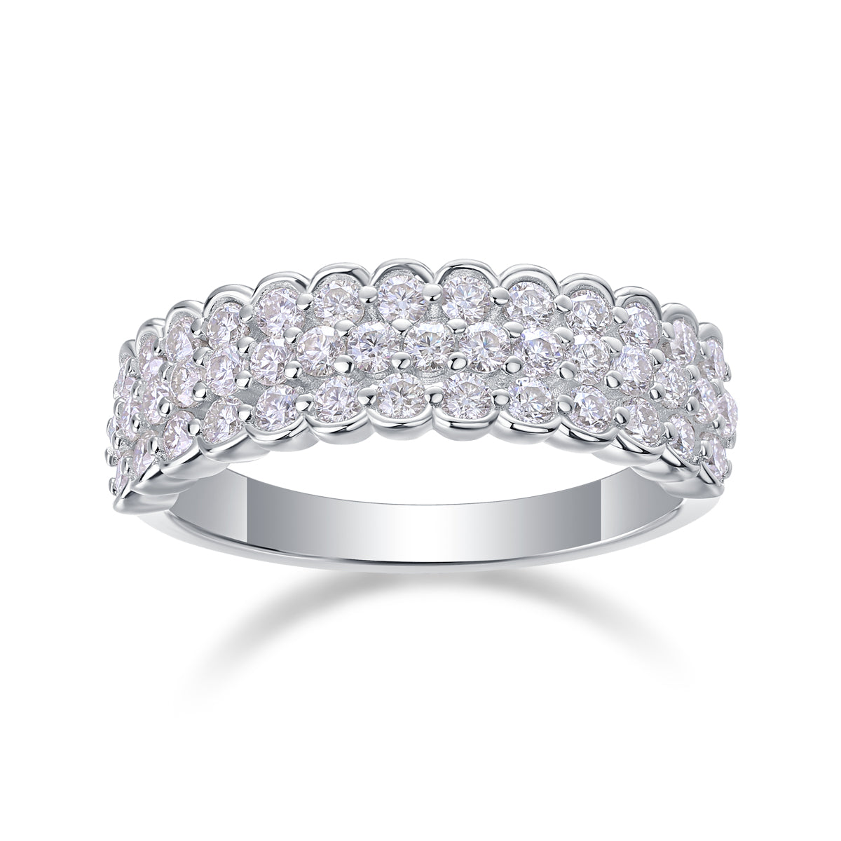 Cascade Moissanite Ring | Multi-Row S925 Sterling Silver