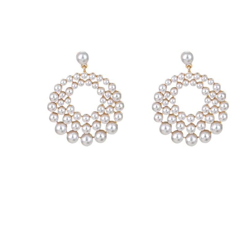Geometric Pearl Hollow Earrings
