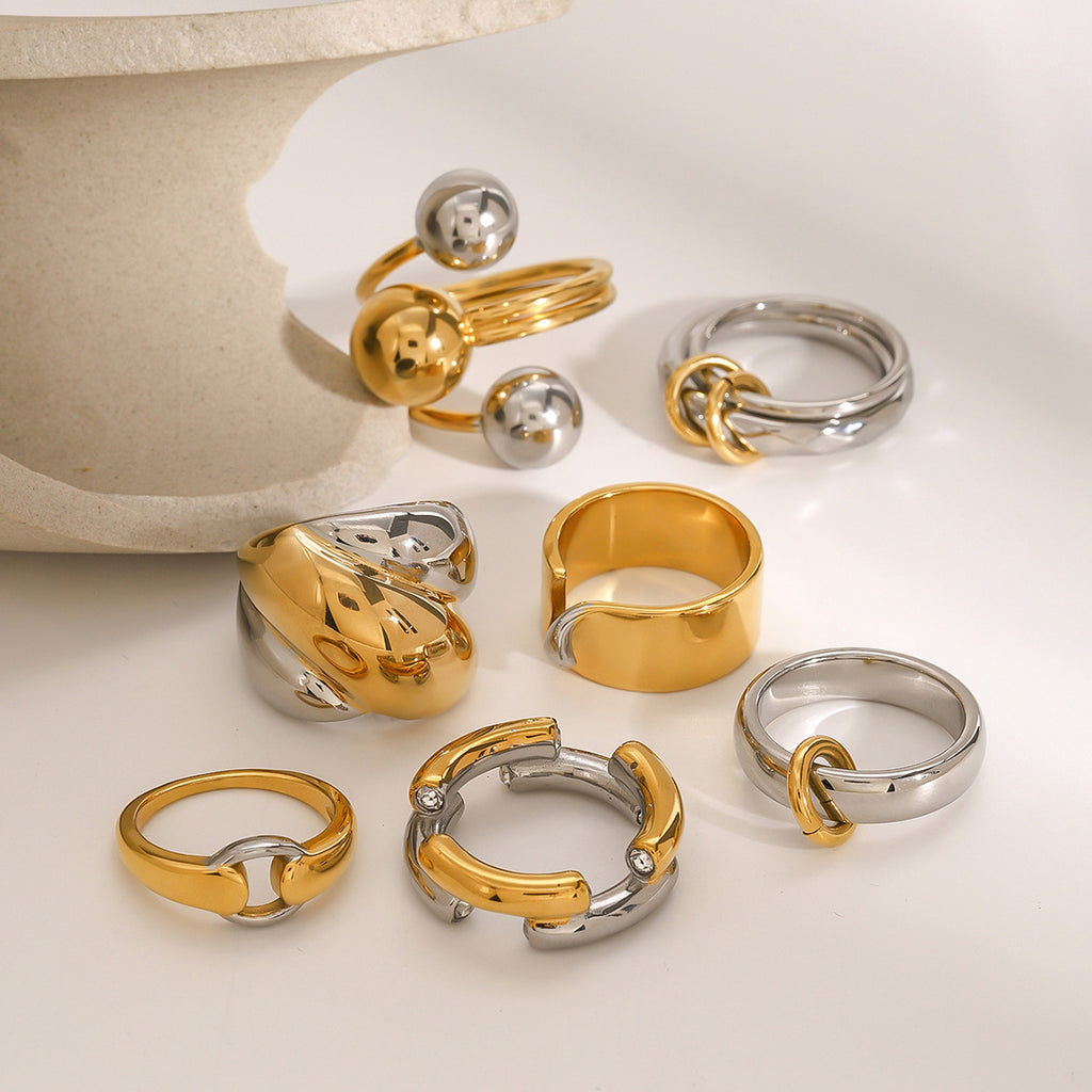 Gold & Silver Stackable Rings Set – Luxury Minimal Statement Jewelry | Luvia Global