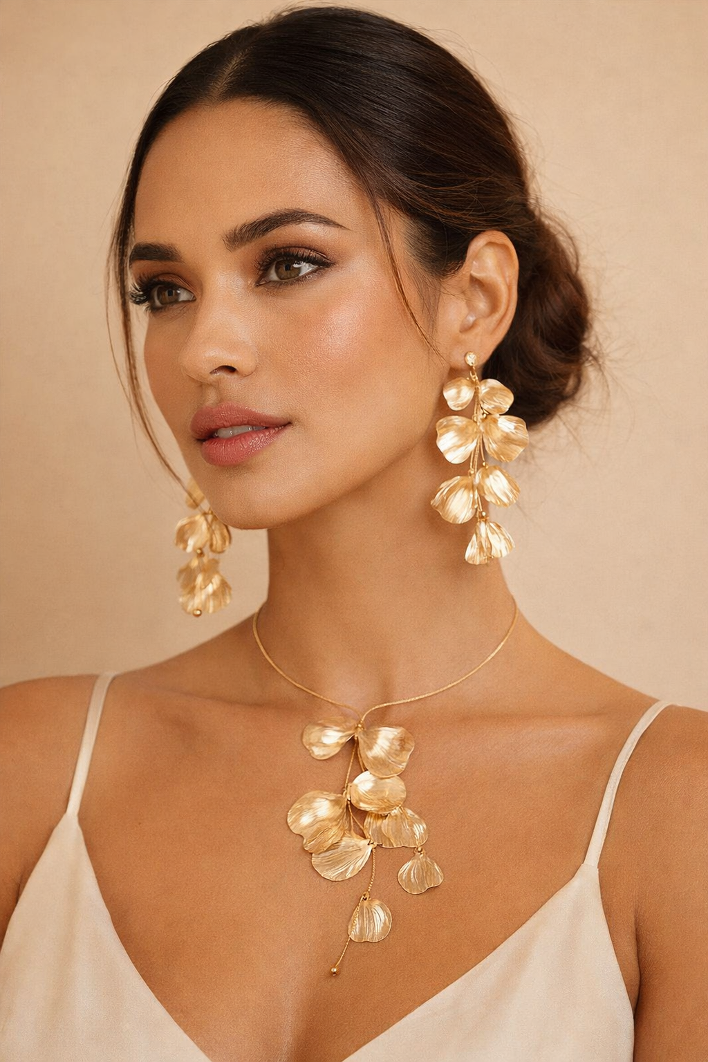 Gold-Tone Leaf Choker Necklace | Boho Tassel Statement | Luvia