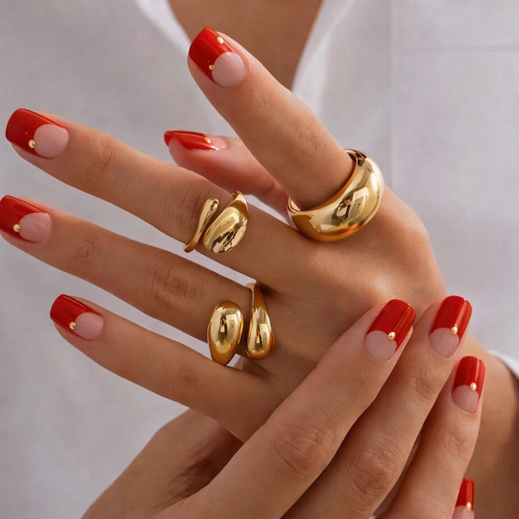 Chunky Statement Rings Set | Minimalist Gold-Tone | Luvia