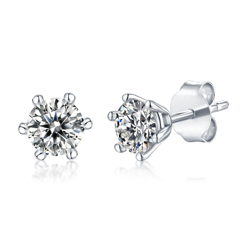 Classic Six-Prong Moissanite Stud Earrings | S925 Silver
