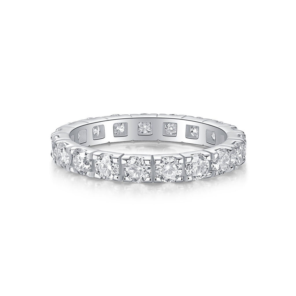 925 Sterling Silver Eternity Ring for Women – Full Round Cut Band Ring | Luxury Stackable Wedding Jewelry